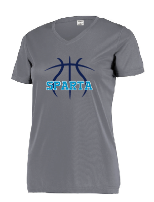 Ladies Gray V-Neck Performance Tee