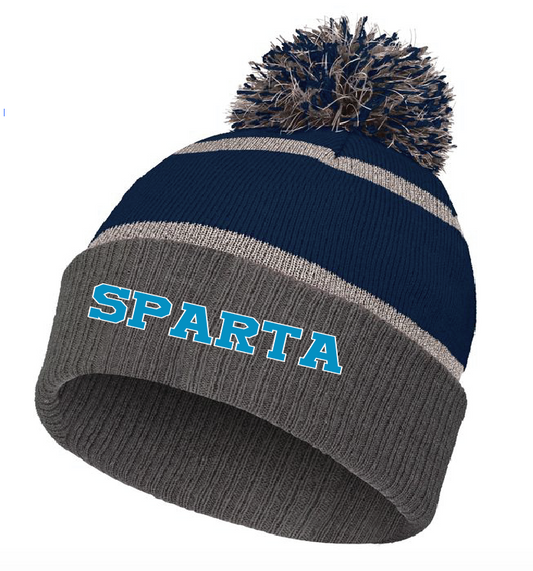 Navy/Gray Pom Pom Beanie