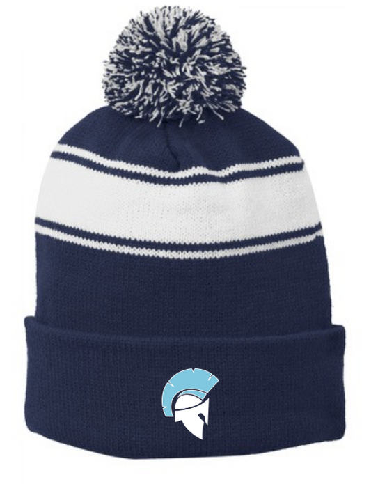 Sport-Tek® Stripe Pom Pom Beanie